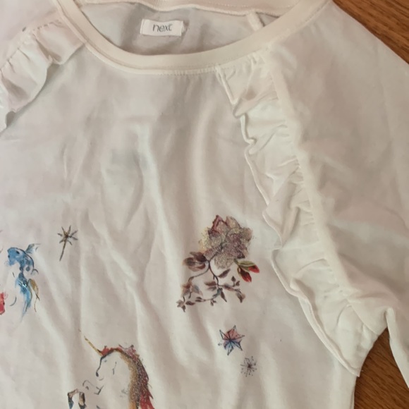 NWT girls cream unicorn glitter sequin top from NEXT Sz 12 years - Picture 4 of 10